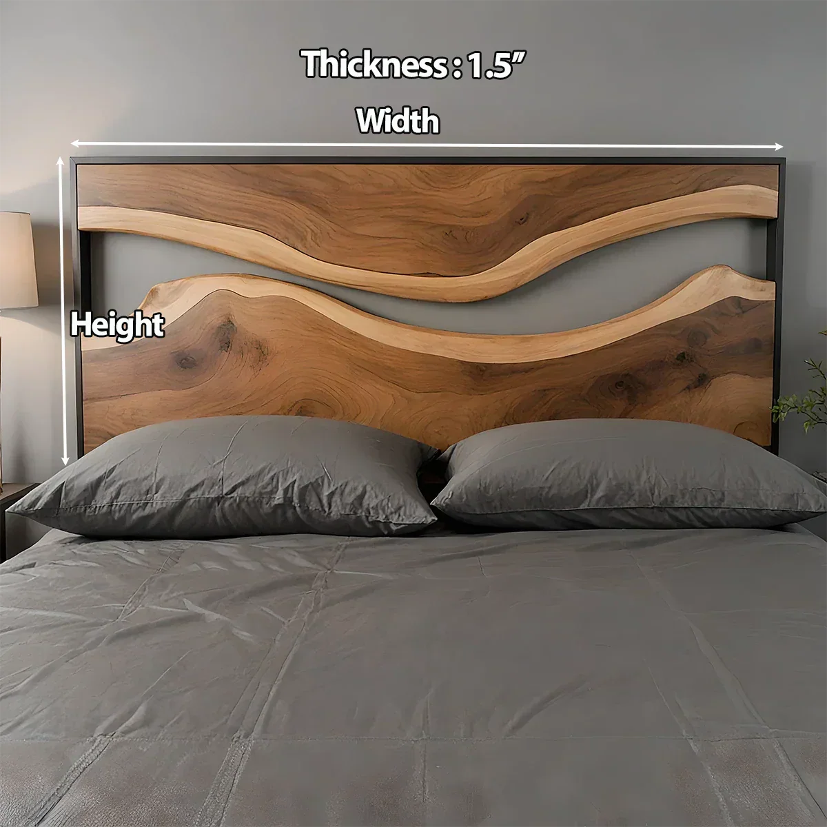Wave Contour Solid Wood Headboard – Modern Flow Design - Rustirawood